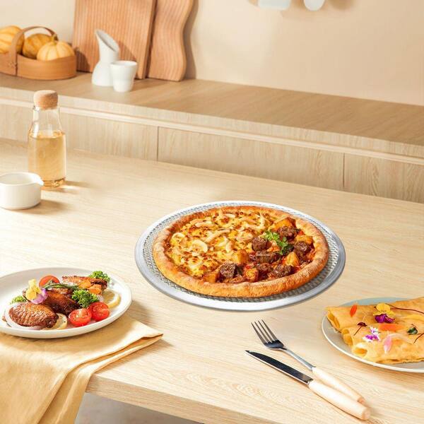 3-Piece Aluminum Alloy Nonstick Pizza Screen Set for Oven Dishwasher Safe Even Heating Multipurpose Baking Tray