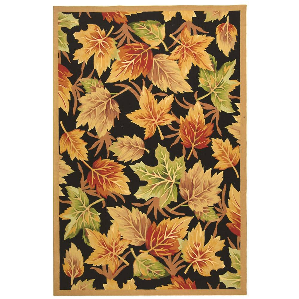 SAFAVIEH Chelsea Enric Floral Wool Area Rug  Black  7 9  x 9 9