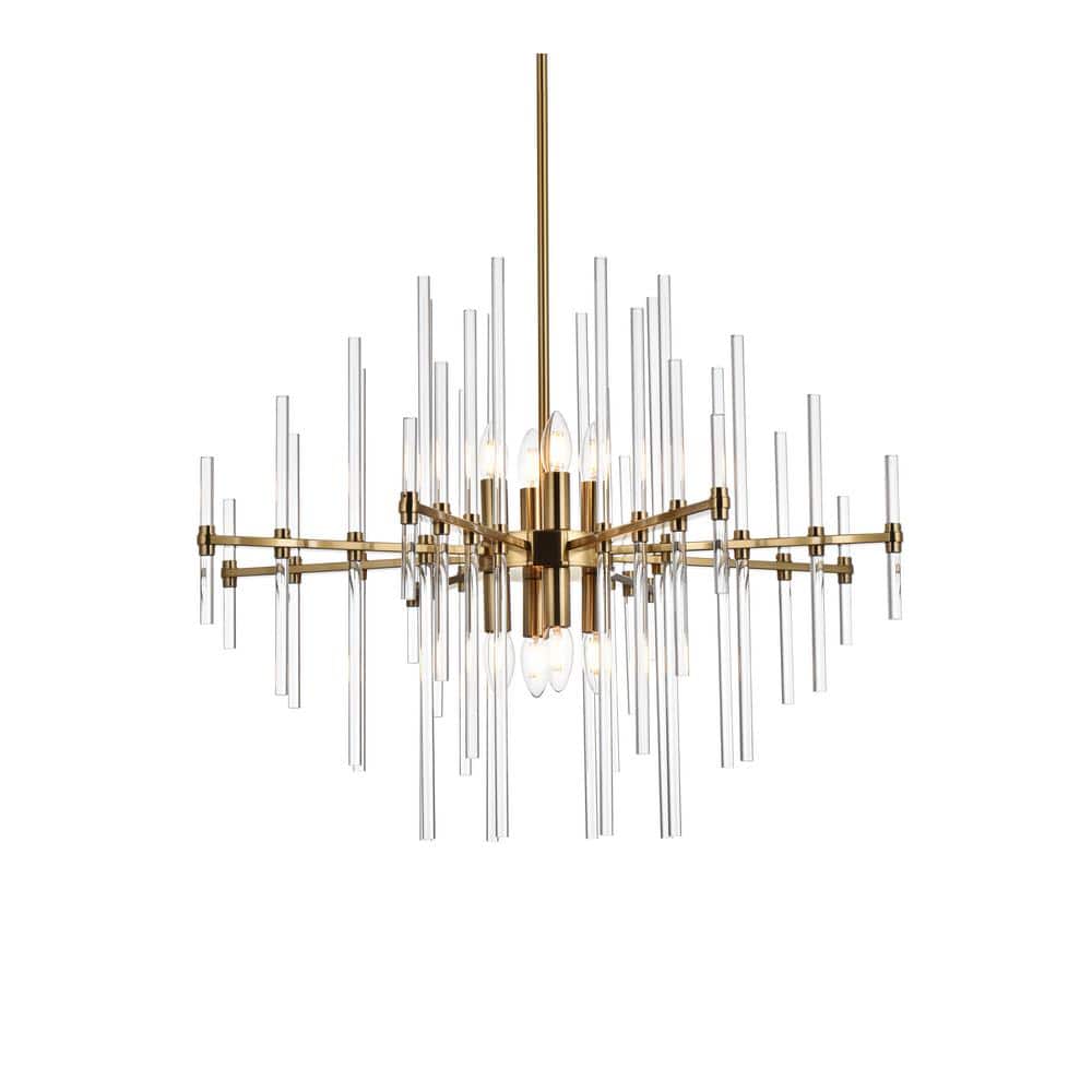 Gold Crystal Modern 8-Light Pendant with Iron and Glass