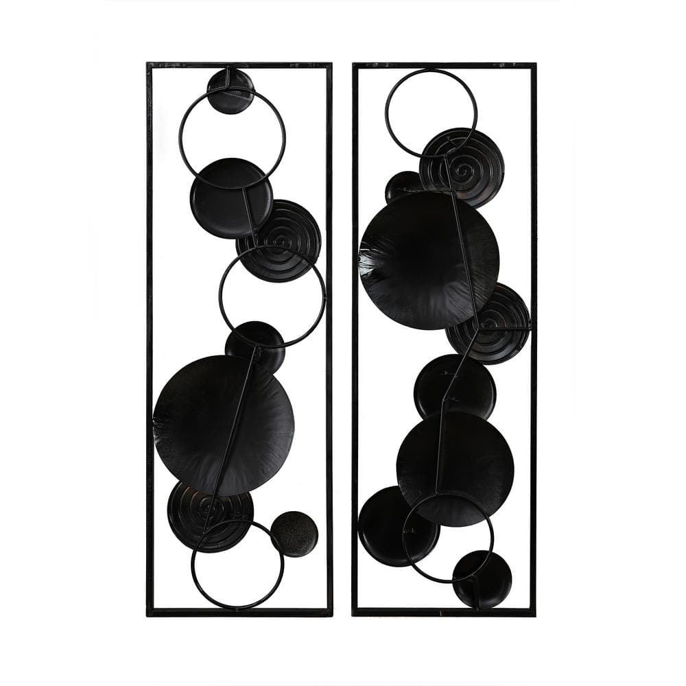 Mid-Century Modern 2-Piece Multicolor Metal Wall Sculpture Set