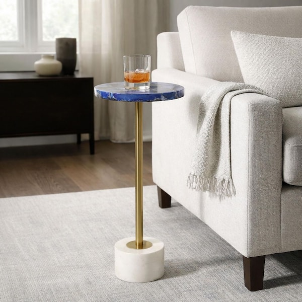 Aurelia 10 in. Blue Round Agate End Table