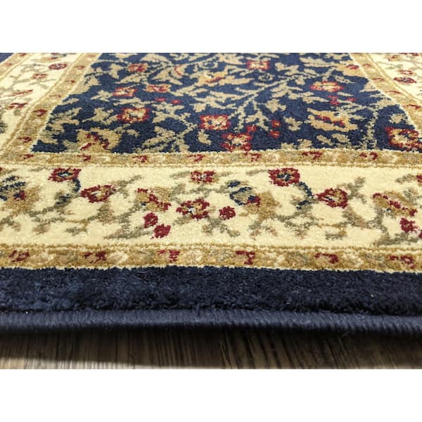 Como Navy 8 ft. x 11 ft. Traditional Floral Area Rug