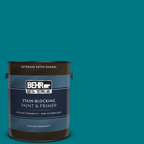 BEHR ULTRA 1 gal. #P470-7 The Real Teal Satin Enamel Exterior Paint & Primer