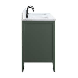 72 in. W x 22 in. D x 34 in. H Double Sink Bathroom Vanity Cabinet in Vintage Green with Engineered Marble Top