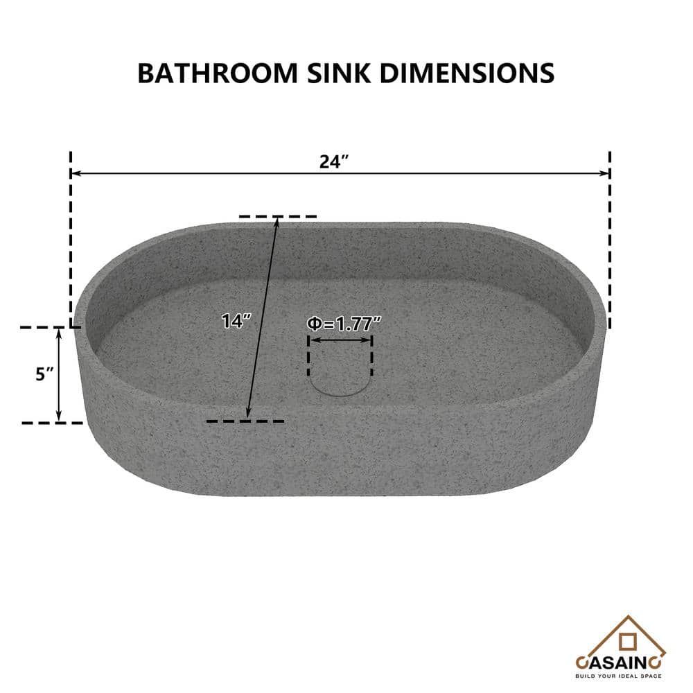 Mottled Bluish Gray Ceramic Oval Vessel Bathroom Sink