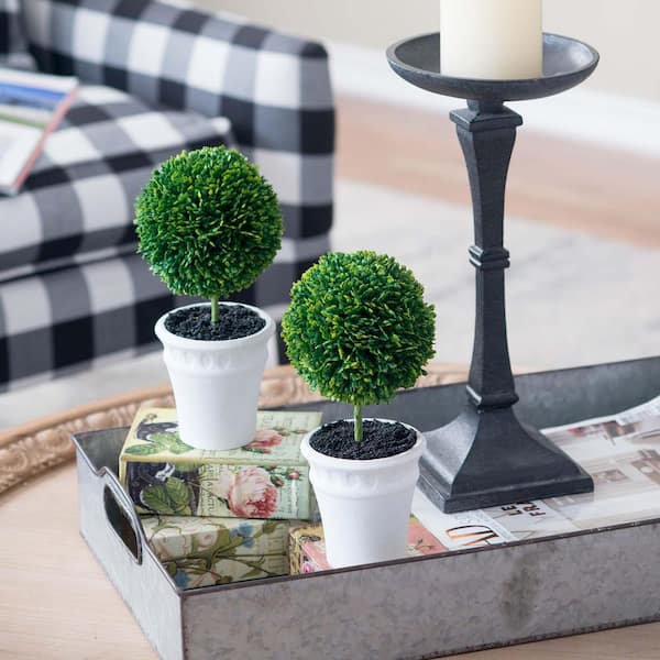 Unbranded 9.5 in. H Indoor Outdoor Green Artificial Plant, 2-Pieces Small Fake Potted Plants for Home Office Decor