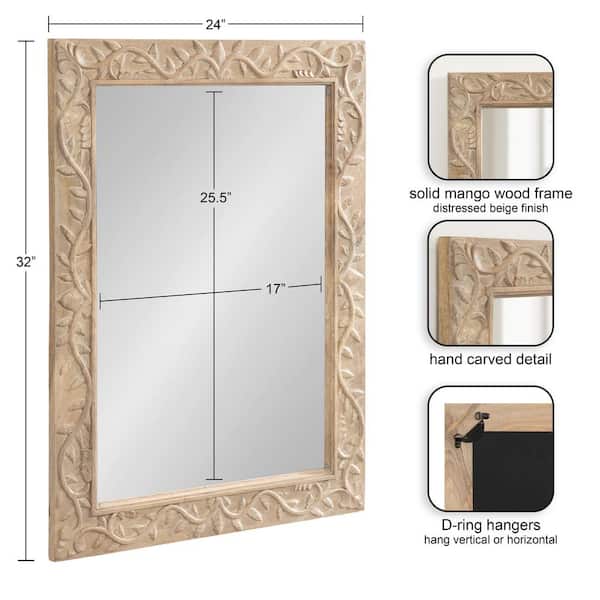 Carved Mango Wood Mirror With Paint Finish Carved Mango Wood Mirror With Paint Finish