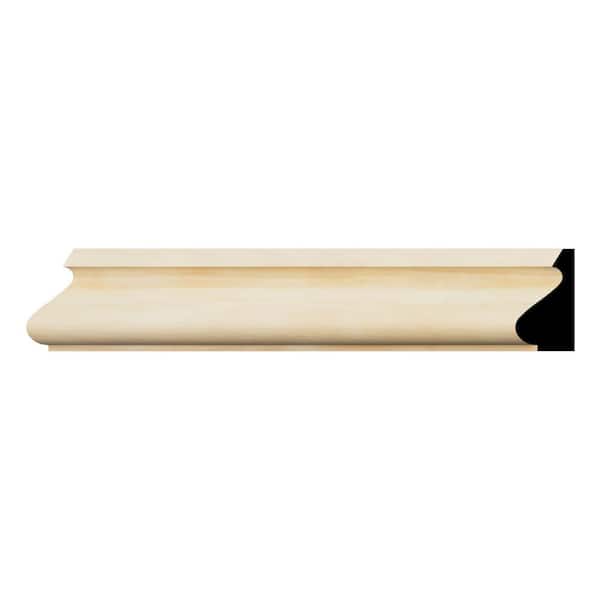 Ekena Millwork WM163 11/16 in. D x 1-3/8 in. W x 96 in. L Americraft Solid Hardwood Stain Grade Base Cap Moulding, Pine