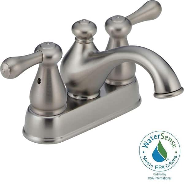 Delta Leland 4 in. Centerset 2-Handle Low-Arc Bathroom Faucet in Stainless