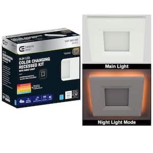4 in. Square Canless Adjustable CCT Integrated LED Recessed Light Trim Night Light Feature and Black Trim Option