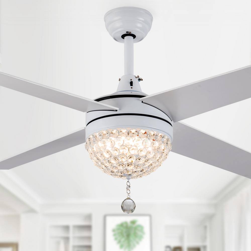 Bella Depot 42 in. Integrated LED White Crystal Ceiling Fan with Light