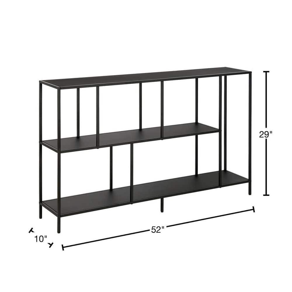 Winthrop 52" Blackened Bronze Console Table with Tempered Glass Shelves