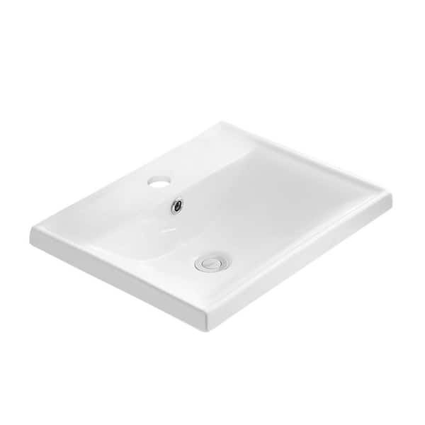 Valera 20 in. Top Mount Vitreous China Bathroom Sink in White with Overflow Drain