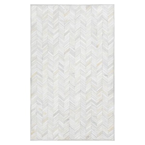 Meir Ivory 5 ft. x 8 ft. Contemporary Cowhide Area Rug