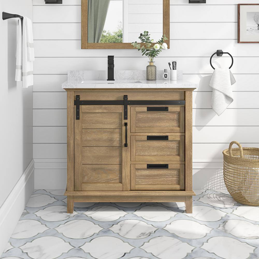 Marble and Brass Sink vanity on Black Vertical Shiplap Wall - Transitional  - Bathroom