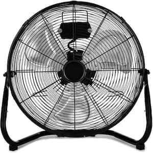 20 in. 3-Speed High-Velocity Industrial Heavy Duty Metal Floor Fan in Black with Tilting Head for Outdoor/Indoor Use
