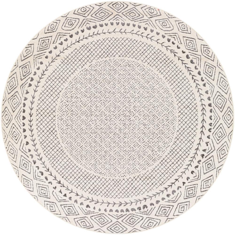 Lucillia Medium Grey 7 ft. Round Indoor Area Rug price history on PriceWatchPro