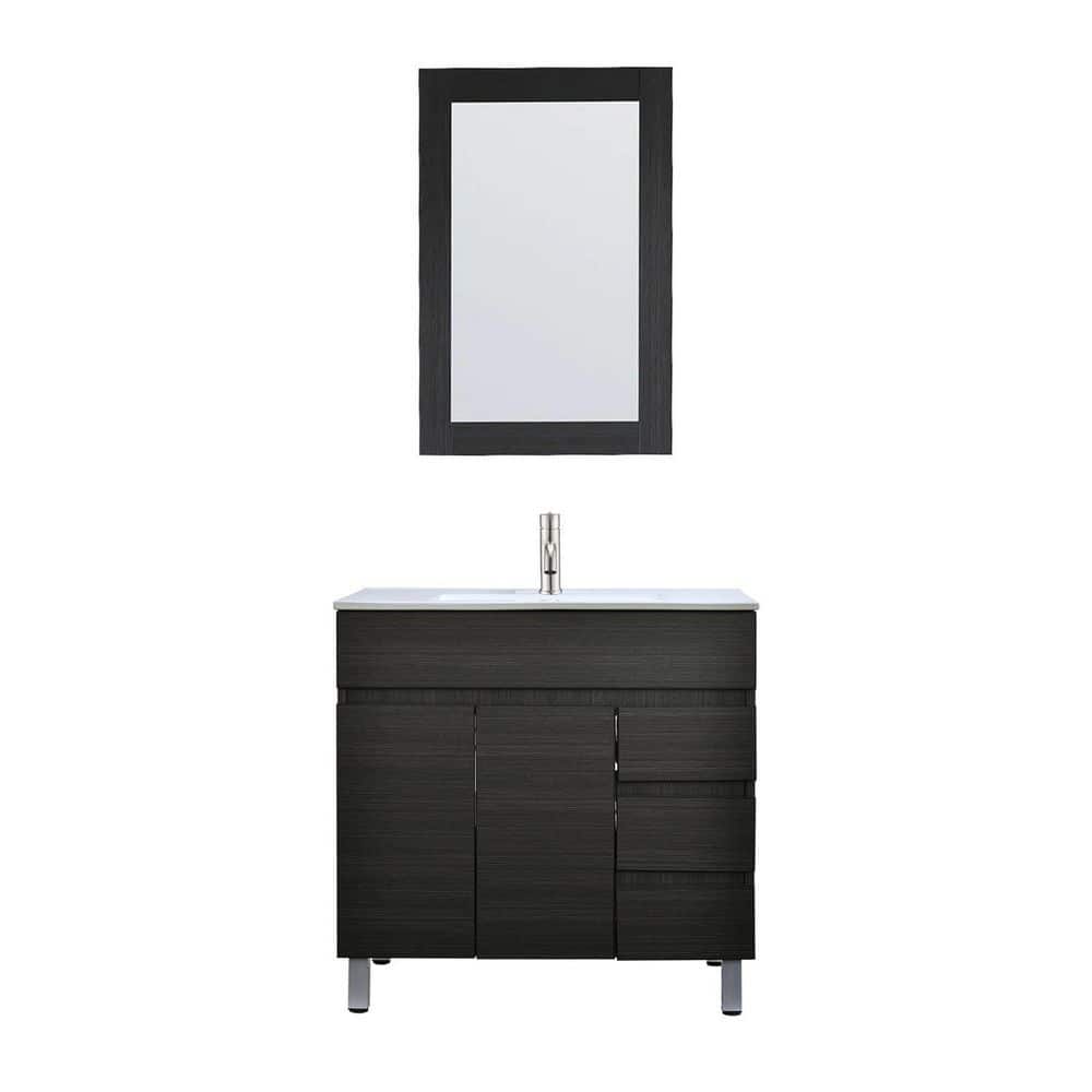31.49 in. W x 18.11 in. D x 32.08 in. H Single Sink in Black Bath Vanity wi