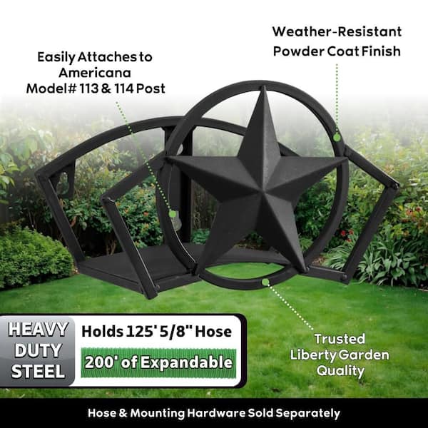125 ft. Black Metal Star Hose Hanger Garden Hose Reel