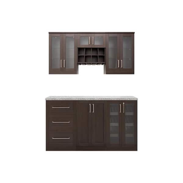NewAge Products Home Bar Espresso Cabinet Set (7-Piece)