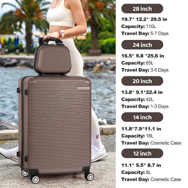HIKOLAYAE Luggage 5-Piece Sets, Horizontal Stripe Luggage Set with