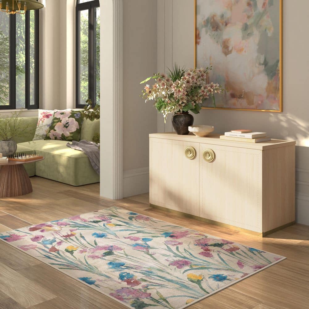 Ruggable Machine Washable Rug with Standard Pad - Abeline Multicolor 3 ...