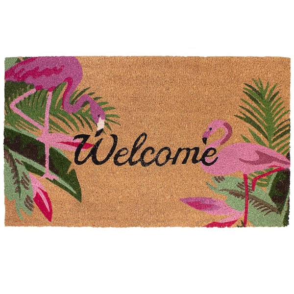 Storm Stopper Flamingo Duo Indoor/Outdoor 18 in. x 28 in. Multi-Colored Printed Coir Mat