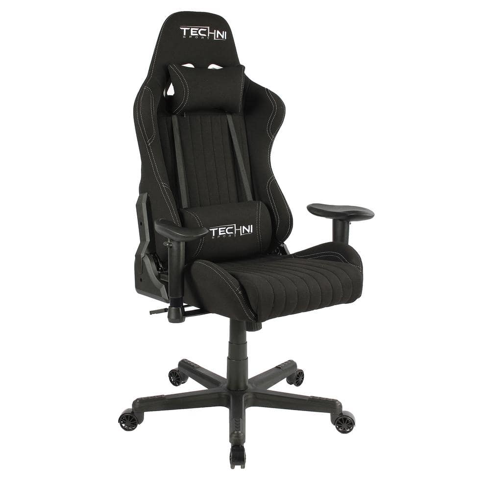 Racer High-Back Black Fabric Ergonomic Gaming Chair with Memory Foam