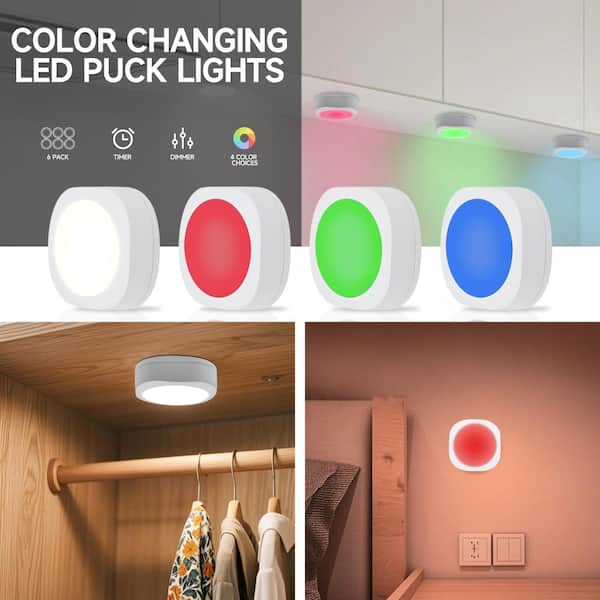 Cedar Hill Battery Operated Indoor LED Puck Lights with Remote 6