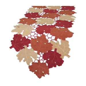 13 in. x 70 in. Cutwork Leaves with Poly-Suede Collection Table Runner
