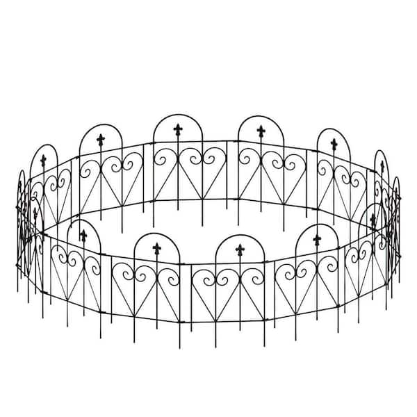 245 in. L x 24 in. H 14-Panel Black Composite Fence Rail Decorative Garden Fence, Decorative Border Fence for Landscape