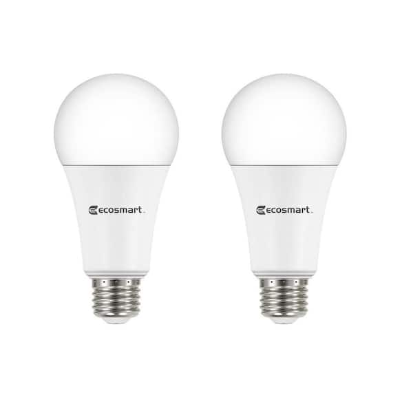 EcoSmart 100-Watt Equivalent A19 Dimmable LED Light Bulb Soft White (2-Pack)