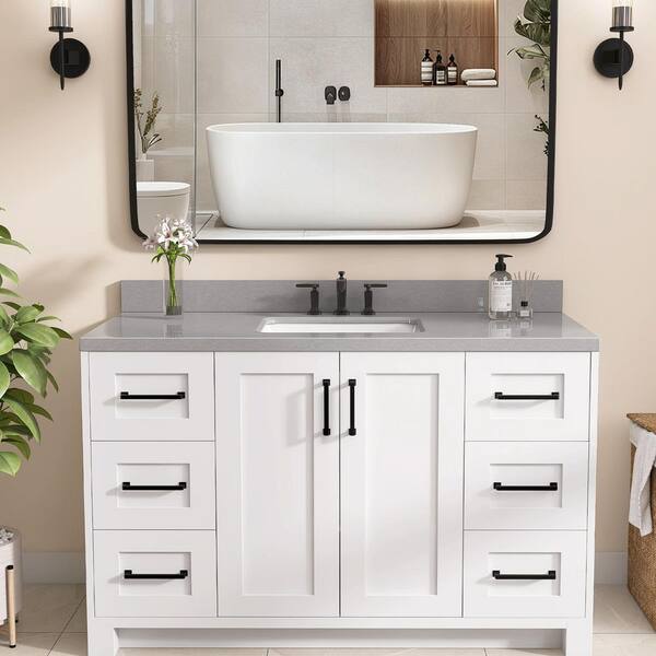 Zeafive HTK 60 in. W x 22 in. D Engineered Stone White Rectangular Zeafive HTK 60 in. W x 22 in. D Engineered Stone White Rectangular