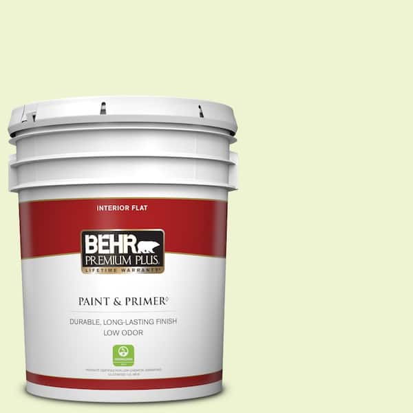 BEHR PREMIUM PLUS 5 gal. #420A-1 Green Shimmer Flat Low Odor Interior Paint & Primer