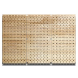 32 in. H x 48 in. W Plain wood Design Metal Pegboard 3 Panel Set