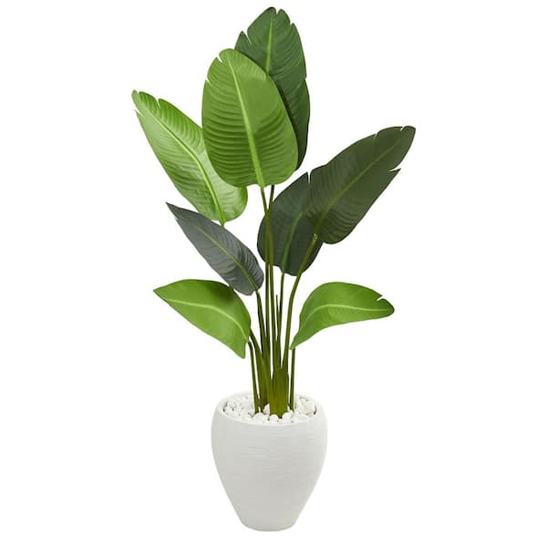 Nearly Natural Indoor 4 ft. Travelers Artificial Palm Tree in Oval Planter