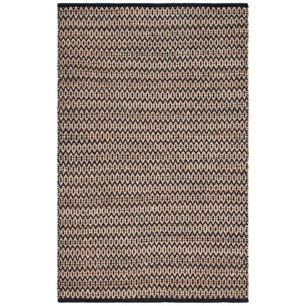 SAFAVIEH Natural Fiber Beige/Black 6 ft. x 9 ft. Striped Woven Area Rug