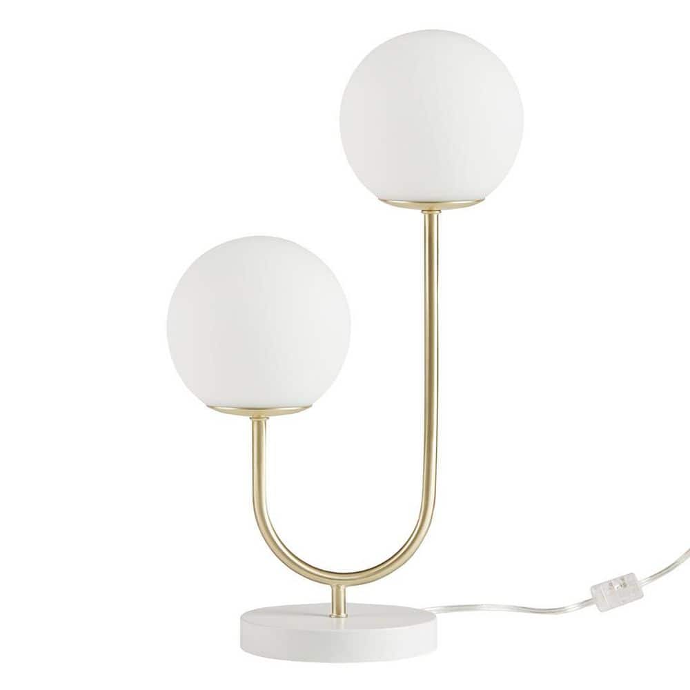 20 in. Gold+White Metal 2-Light Globe Table Lamp price history on PriceWatchPro