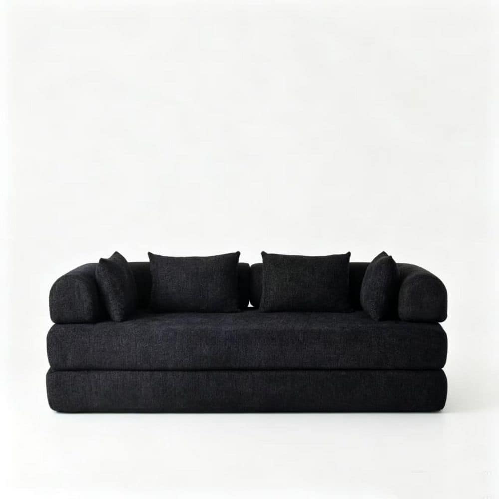 Modern Black Chenille 78.9 in. Modular Full Size Sofa Bed with Soft Pillows and Armrests for Living Room price history on PriceWatchPro