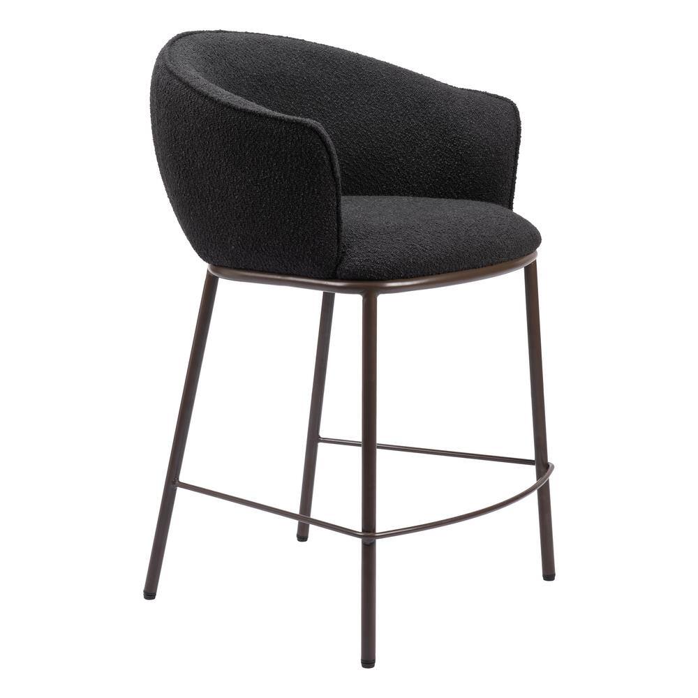 Essen Black Teddy Fabric and Bronze Counter Stool