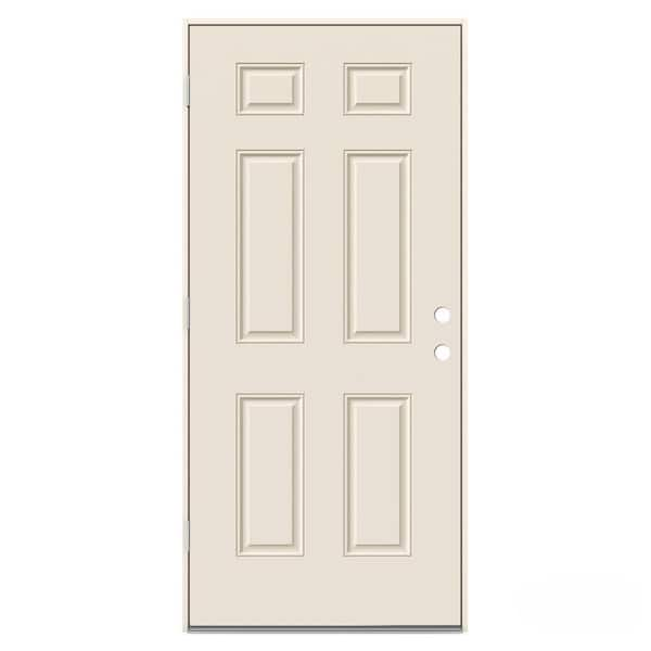 JELD-WEN 36 in. x 80 in. 6-Panel Primed Right-Hand Outswing Steel ...