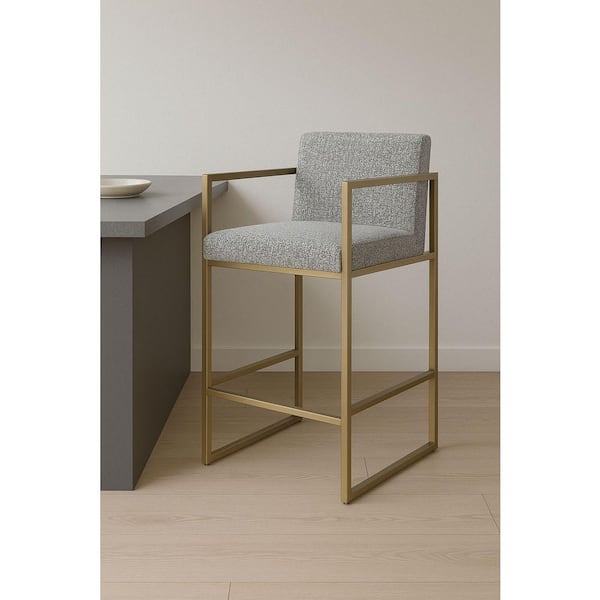 Suzanne 26.4 in. Grey Metal Counter Stool