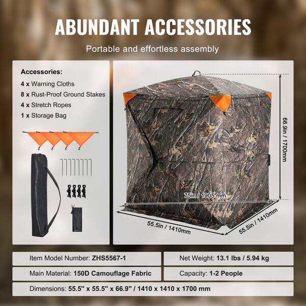 5 x10 Feet Camouflage Ground Hunting good Blinds Telescoping Stakes Adjustable Height