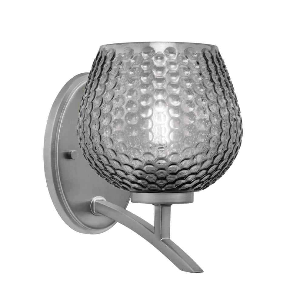 Siena 5.75 in. 1-Light Graphite Sconce with 6 in. Smoke Textured Glass Shad