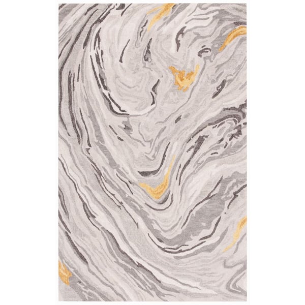 Soho 4 ft. x 6 ft. Gray/Gold Marble Area Rug