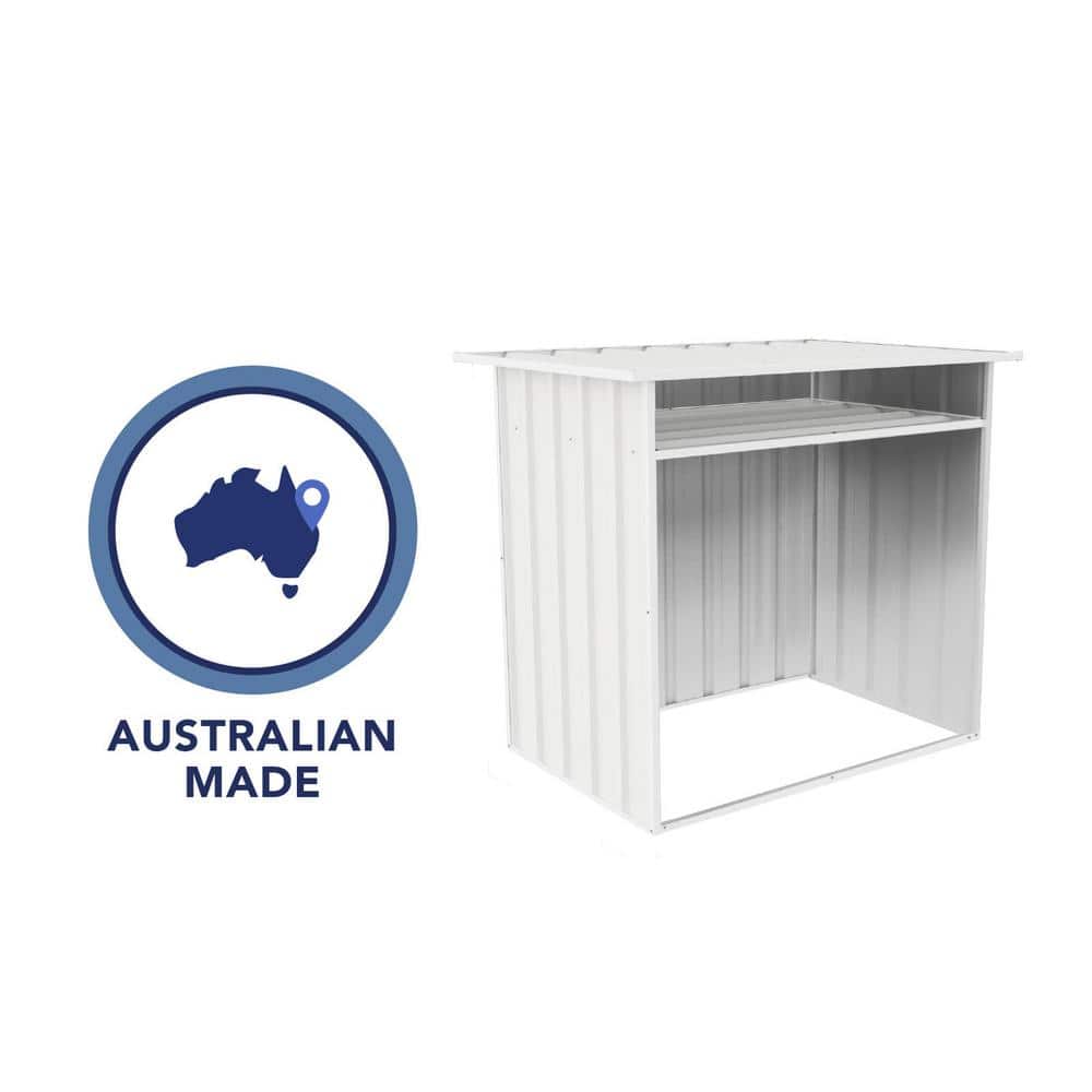 Surfmist White Metal Storage Shed with Shelving