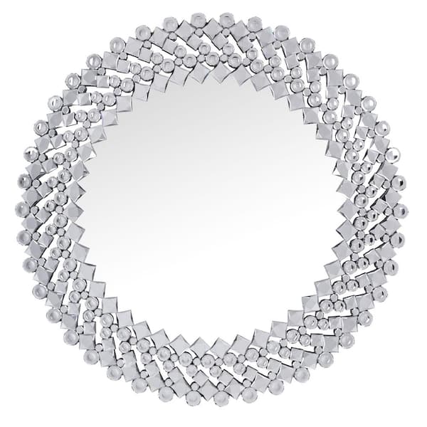 Acme Furniture 39 in. H x 39 in. W Modern Round Framed Accent Mirror