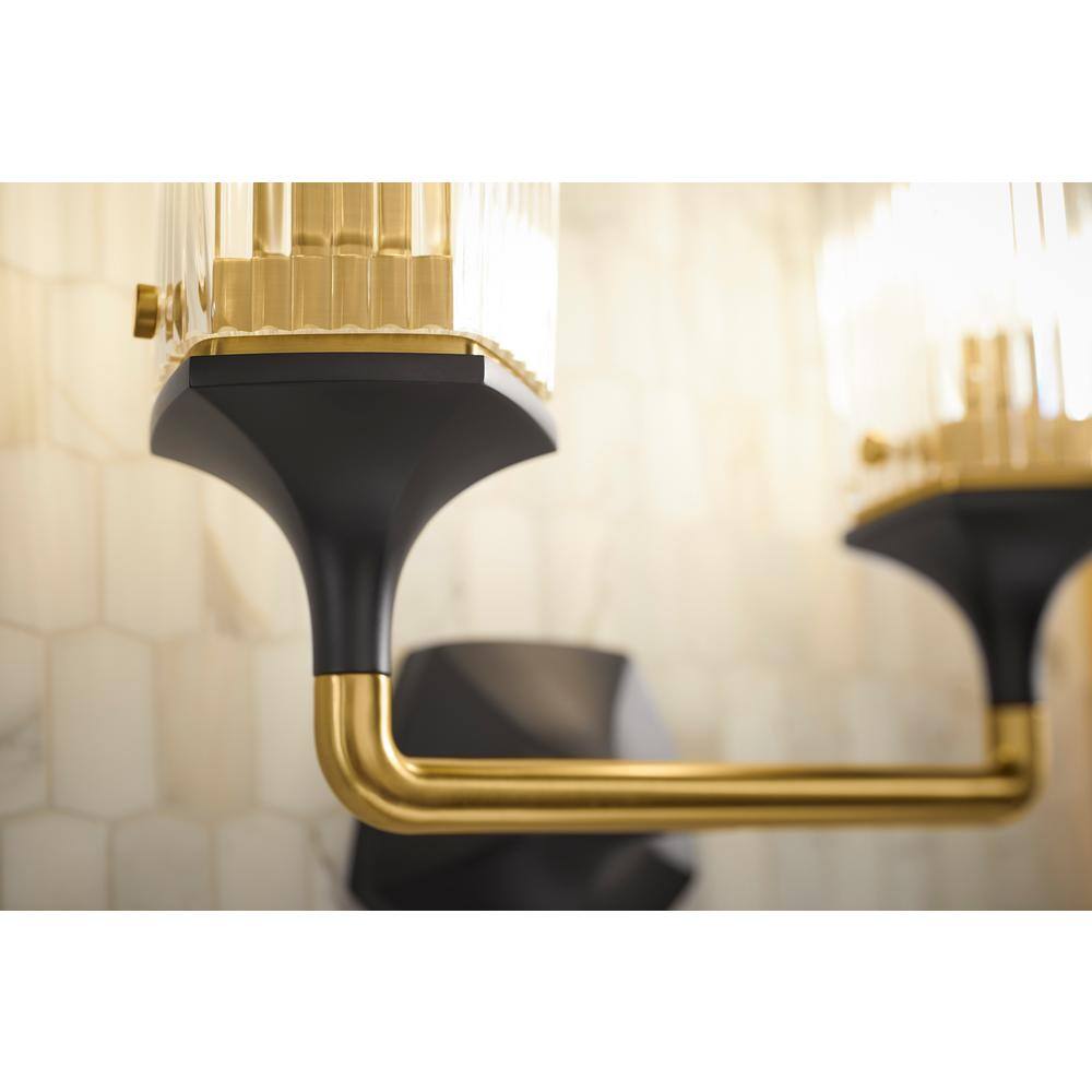 Black and Gold 21" Dual Light Sconce with Glass Shades