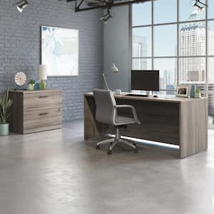 Affirm 71.102 30 in. D, in Hudson Elm Desk with (Fully Assembled) 2-Drawer Lateral File Cabinet