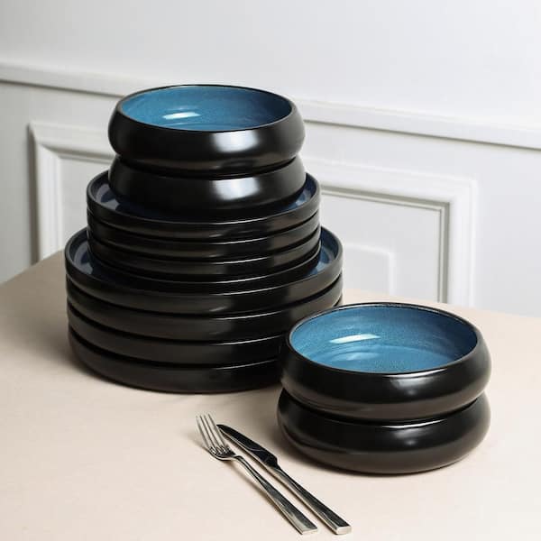 STONE LAIN Lagoon 24-Piece Blue Stoneware Full Set(Service for 8